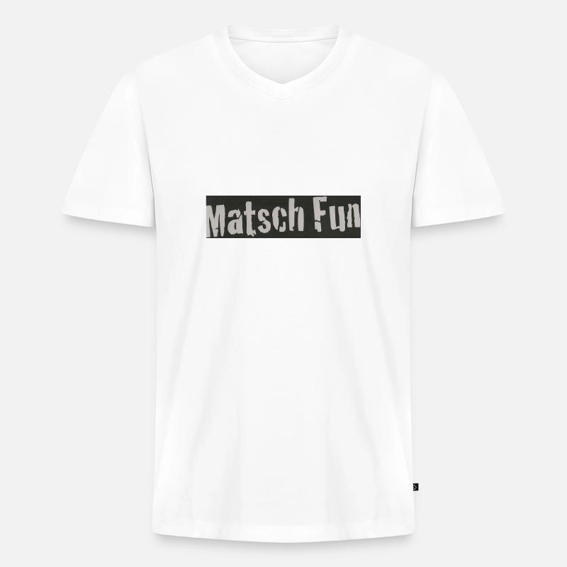 Matsch Fun - Männer Premium Bio T-Shirt mit V-Ausschnitt - Weiß