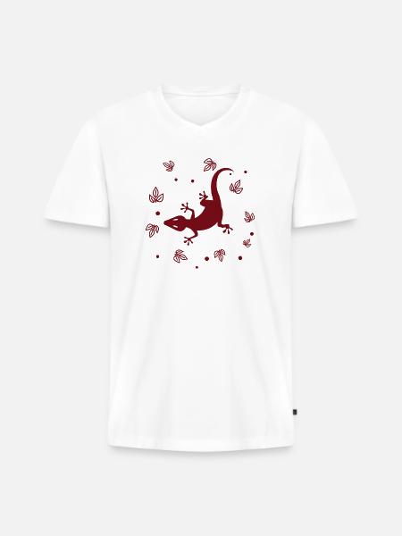 Salamander - Amphibie Tier - Männer Premium Bio T-Shirt mit V-Ausschnitt - Weiß