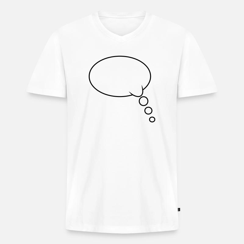 Denkblase Design - Männer Premium Bio T-Shirt mit V-Ausschnitt - Weiß