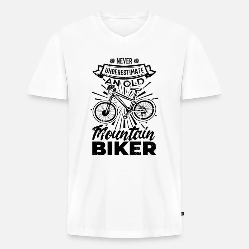 Mountainbiker Opa - MĂ€nner Premium Bio T-Shirt mit V-Ausschnitt - WeiĂ