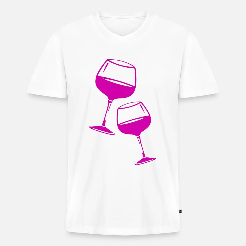 Weinglas Rotwein Symbol - Männer Premium Bio T-Shirt mit V-Ausschnitt - Weiß