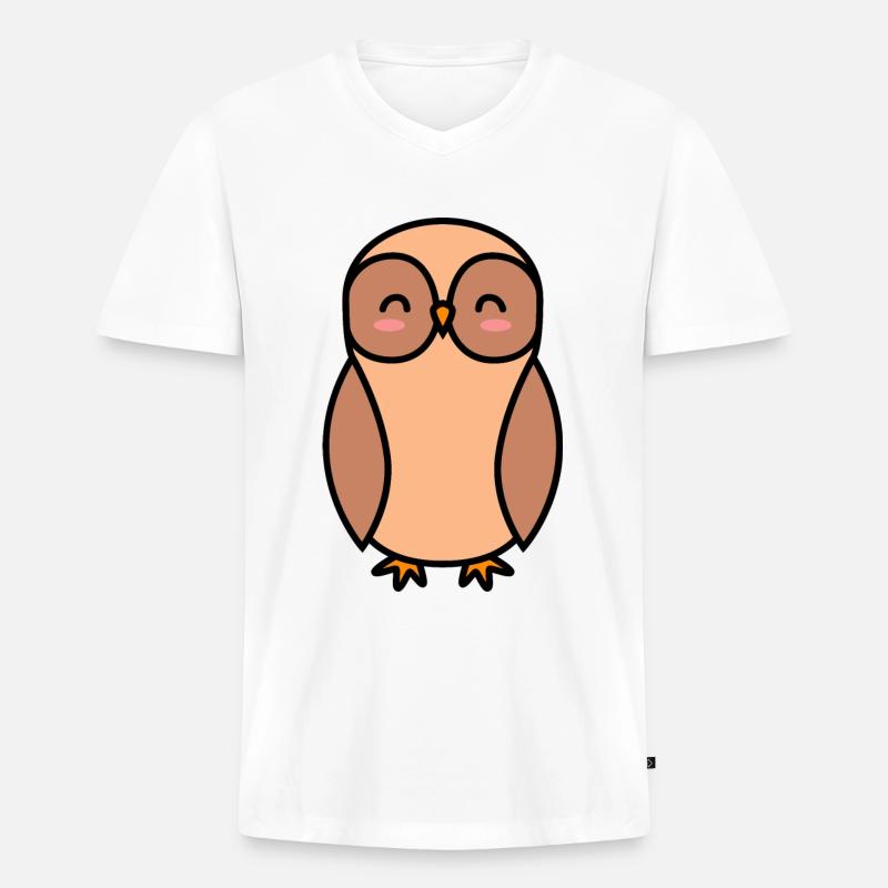 Eule Comic - Männer Premium Bio T-Shirt mit V-Ausschnitt - Weiß