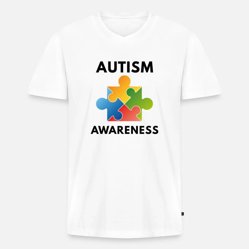 Autismus Bewusstsein - Männer Premium Bio T-Shirt mit V-Ausschnitt - Weiß