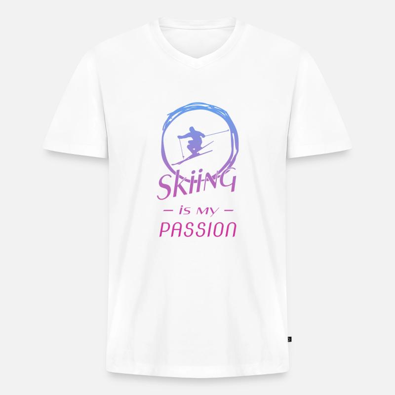 skiing is my passion - Männer Premium Bio T-Shirt mit V-Ausschnitt - Weiß