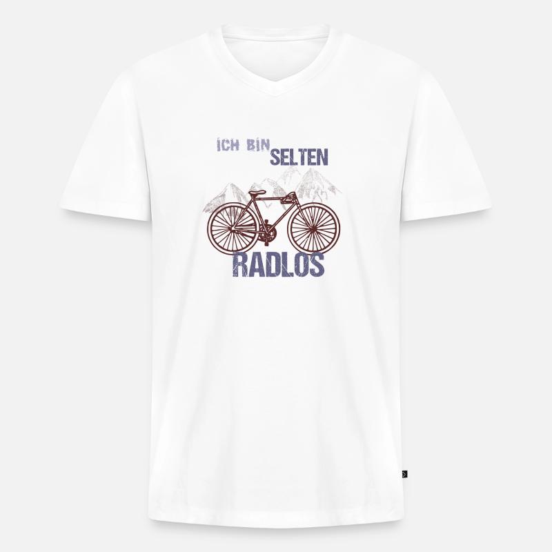 Ich Bin Selten Radlos. - Männer Premium Bio T-Shirt mit V-Ausschnitt - Weiß