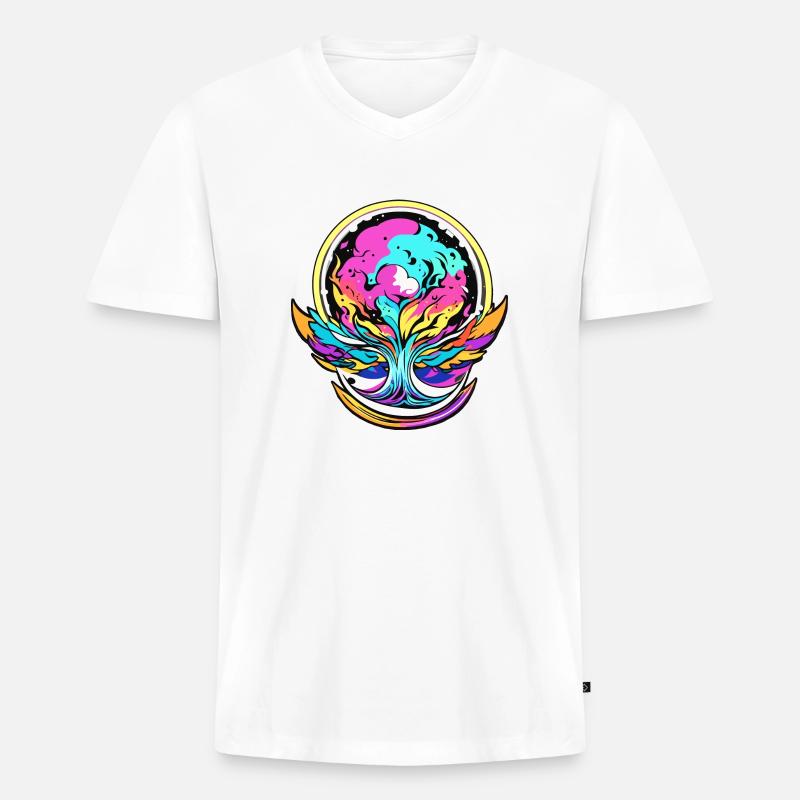 Baum des Lebens - Männer Premium Bio T-Shirt mit V-Ausschnitt - Weiß