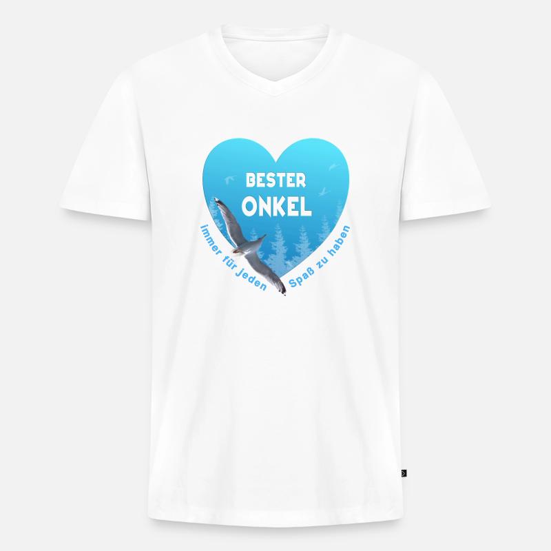 bester Onkel - Männer Premium Bio T-Shirt mit V-Ausschnitt - Weiß