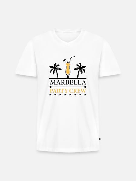 Equipaggio della festa di Marbella - Maglietta ecologica premium da uomo con scollo a V - bianco