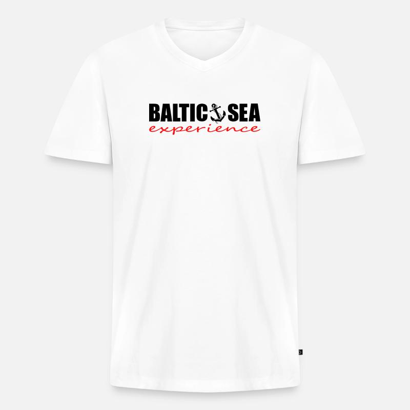 BALTIC SEA EXPERIENCE Logo - Männer Premium Bio T-Shirt mit V-Ausschnitt - Weiß
