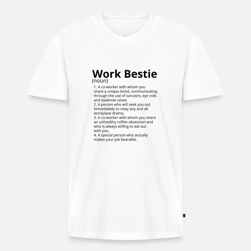 Work Bestie Definition Description - Männer Premium Bio T-Shirt mit V-Ausschnitt - Weiß