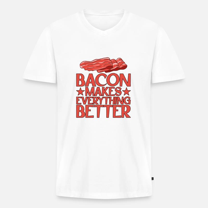 Bacon Makes Everything Better 13 - Männer Premium Bio T-Shirt mit V-Ausschnitt - Weiß