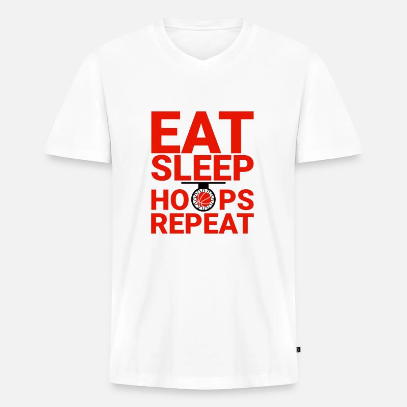 Eat Sleep Hoops Repeat 2 - Männer Premium Bio T-Shirt mit V-Ausschnitt - Weiß