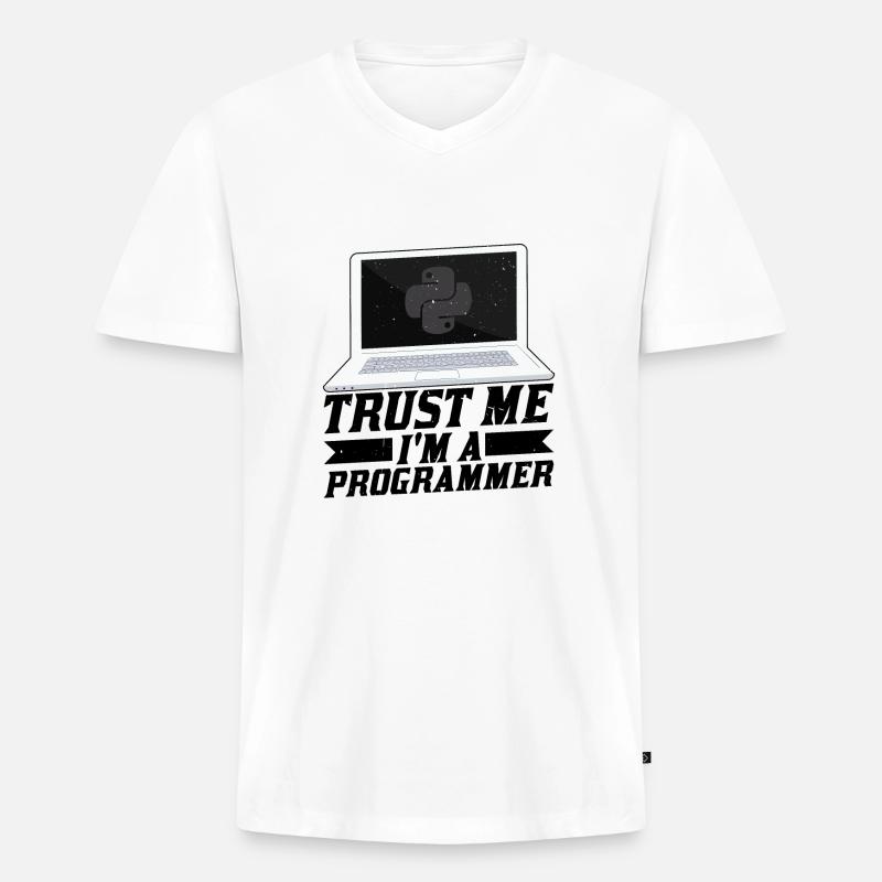 Trust Me I'm A Programmer - Männer Premium Bio T-Shirt mit V-Ausschnitt - Weiß