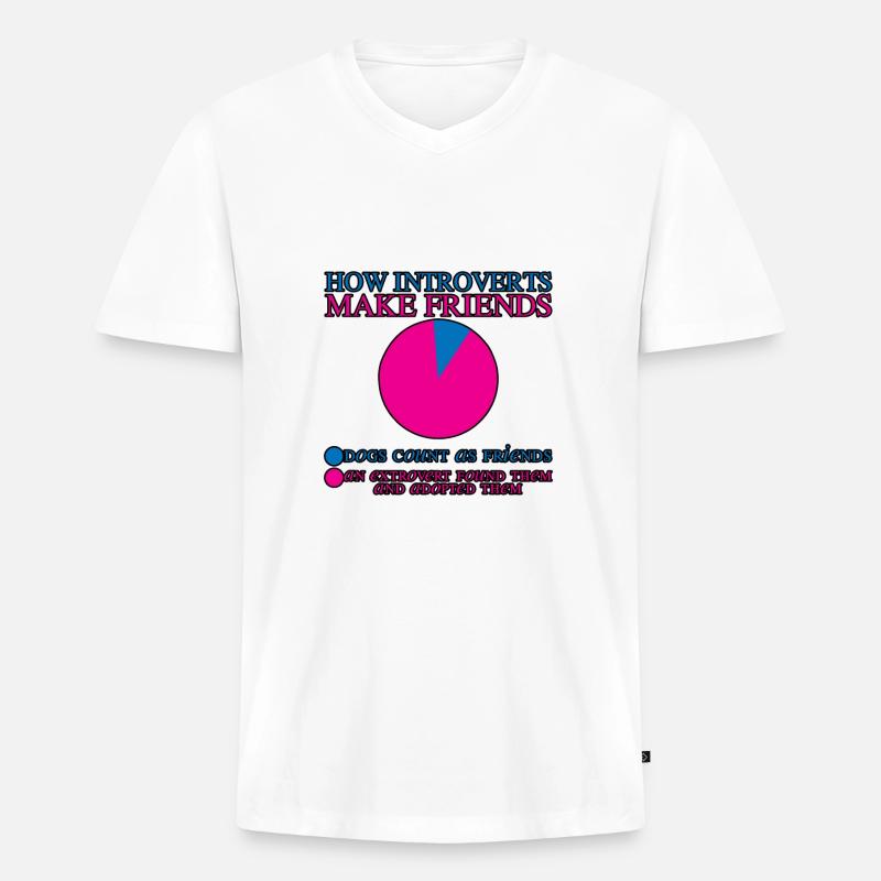 How Introverts Make Friends 2 - Männer Premium Bio T-Shirt mit V-Ausschnitt - Weiß