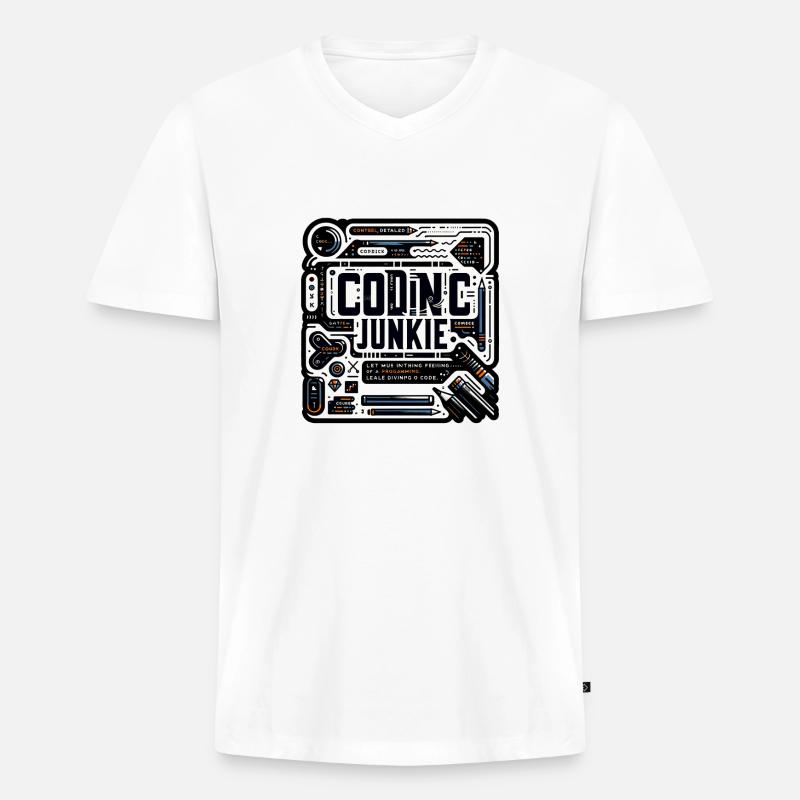 Coding Junkie 11 - Männer Premium Bio T-Shirt mit V-Ausschnitt - Weiß