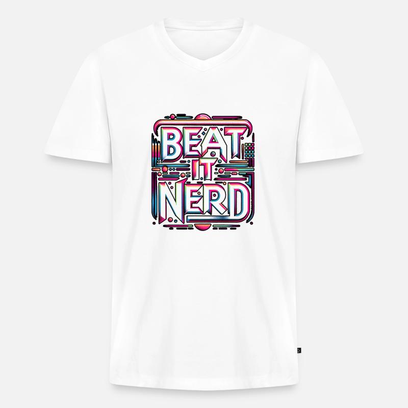 Beat it Nerd 10 - Männer Premium Bio T-Shirt mit V-Ausschnitt - Weiß
