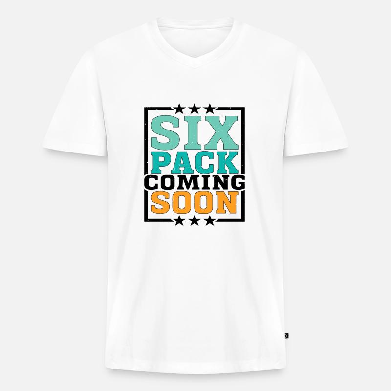 Six Pack Coming Soon 50 - Männer Premium Bio T-Shirt mit V-Ausschnitt - Weiß