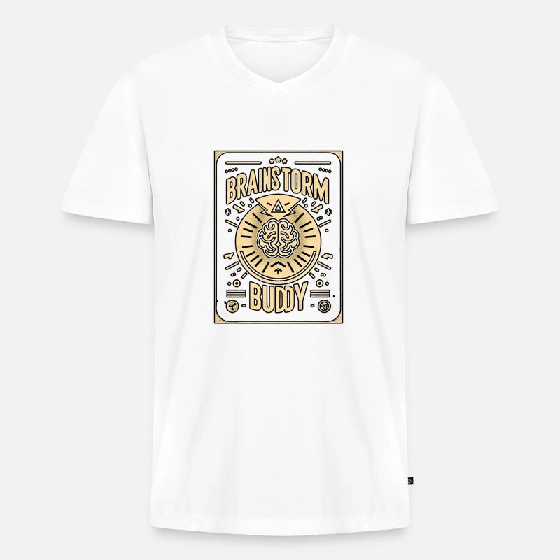 Brainstorm Buddy 6 - Männer Premium Bio T-Shirt mit V-Ausschnitt - Weiß