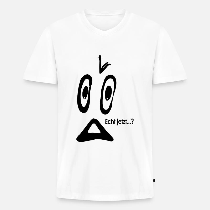 Smiley Echt jetzt...? - Männer Premium Bio T-Shirt mit V-Ausschnitt - Weiß