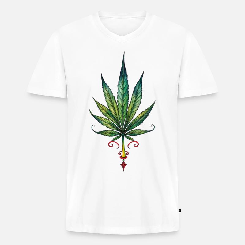 Cannabis leaf - Marijuana TATTOO 2 - Männer Premium Bio T-Shirt mit V-Ausschnitt - undefined