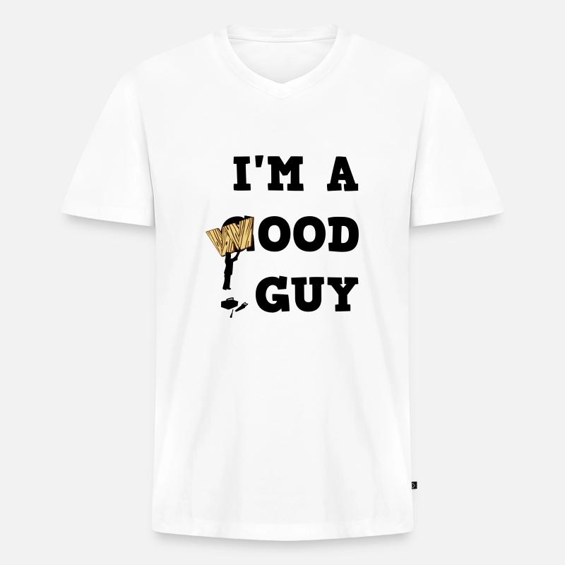 I'm a Wood Guy - Männer Premium Bio T-Shirt mit V-Ausschnitt - Weiß