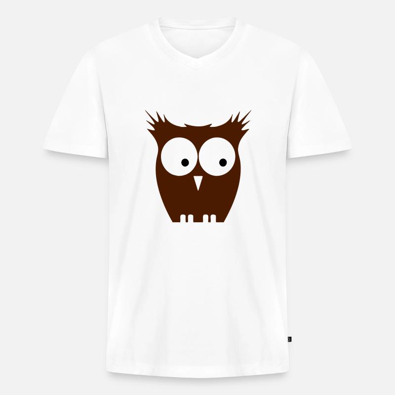 eule braun - Männer Premium Bio T-Shirt mit V-Ausschnitt - Weiß