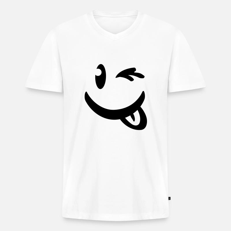 smiley_illu_c1 - Männer Premium Bio T-Shirt mit V-Ausschnitt - Weiß