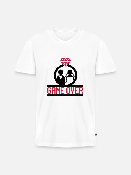 Game Over - Männer Premium Bio T-Shirt mit V-Ausschnitt - Weiß