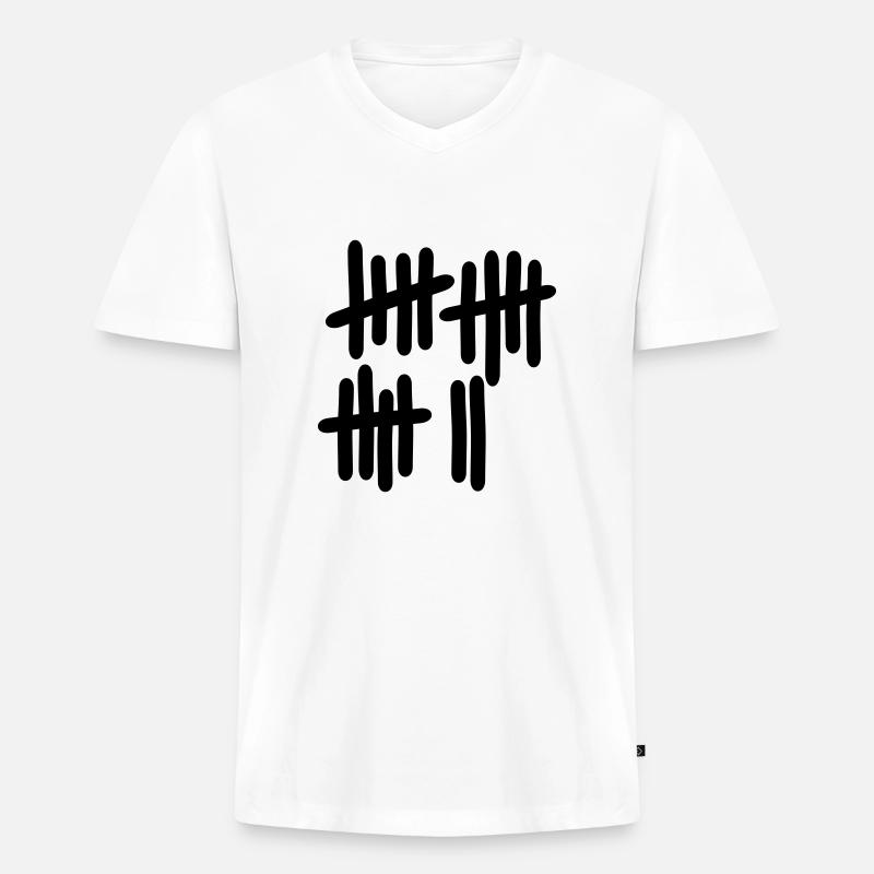 17 - Nummer - Männer Premium Bio T-Shirt mit V-Ausschnitt - Weiß