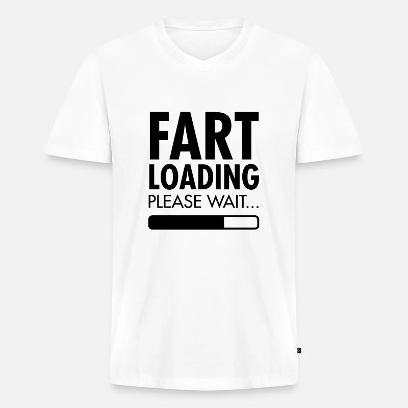 Fart Loading - Please Wait - Männer Premium Bio T-Shirt mit V-Ausschnitt - Weiß
