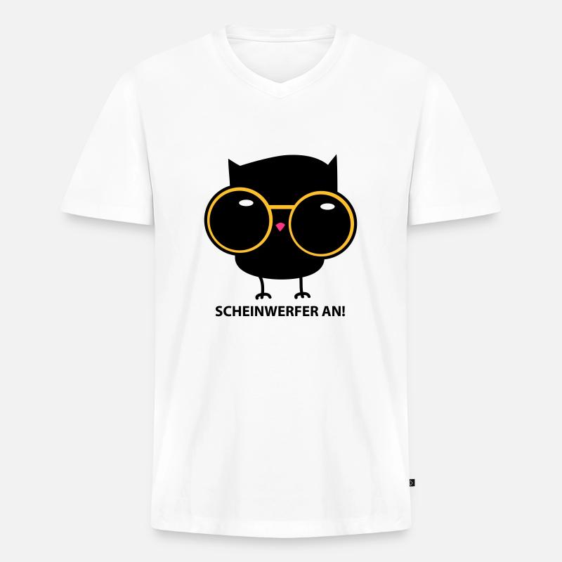 Eule mit Brille (b) - Männer Premium Bio T-Shirt mit V-Ausschnitt - Weiß