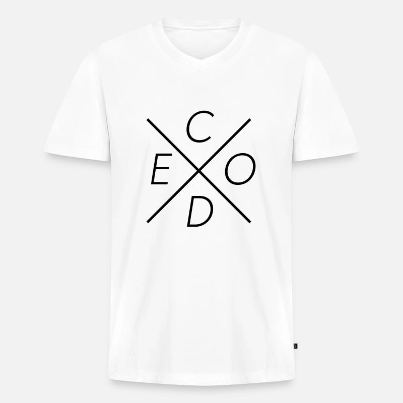 code - Männer Premium Bio T-Shirt mit V-Ausschnitt - Weiß