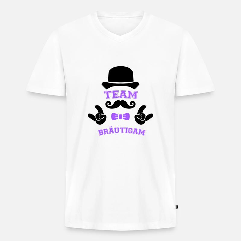 team bräutigam - Männer Premium Bio T-Shirt mit V-Ausschnitt - Weiß