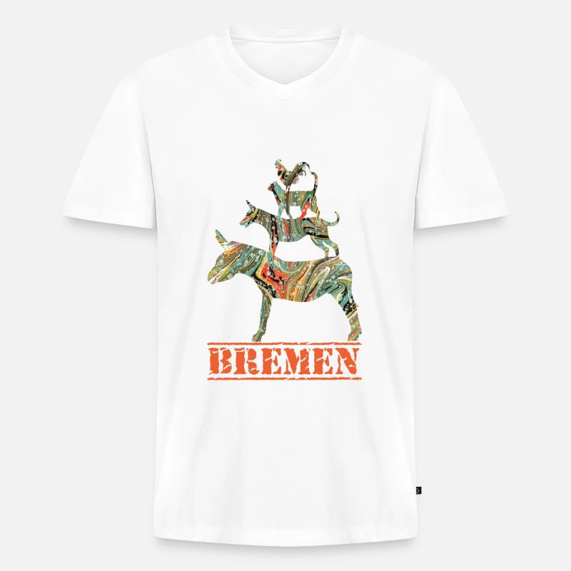 bremen e 200 - Männer Premium Bio T-Shirt mit V-Ausschnitt - Weiß