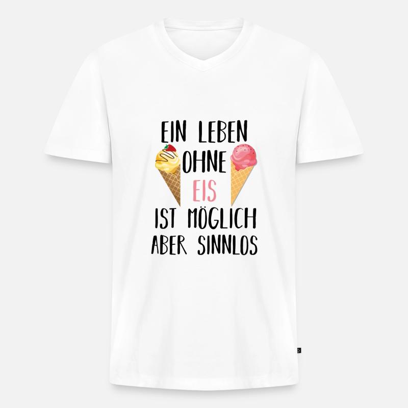 Leben ohne Eis sinnlos Geschenkidee - Männer Premium Bio T-Shirt mit V-Ausschnitt - Weiß