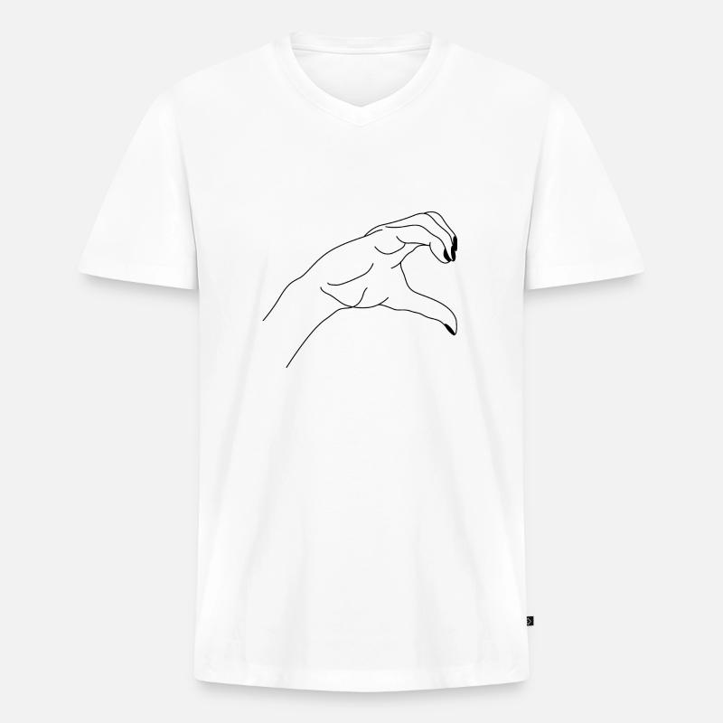 Hand - Männer Premium Bio T-Shirt mit V-Ausschnitt - Weiß
