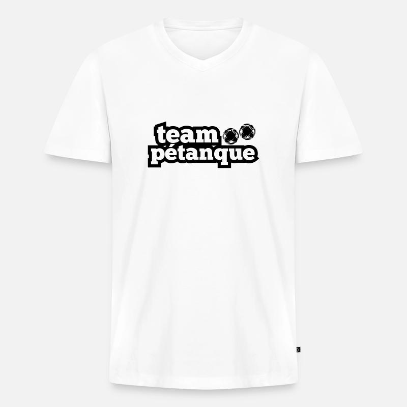 Pétanque-Team - Bowling-Geschenk - Männer Premium Bio T-Shirt mit V-Ausschnitt - Weiß