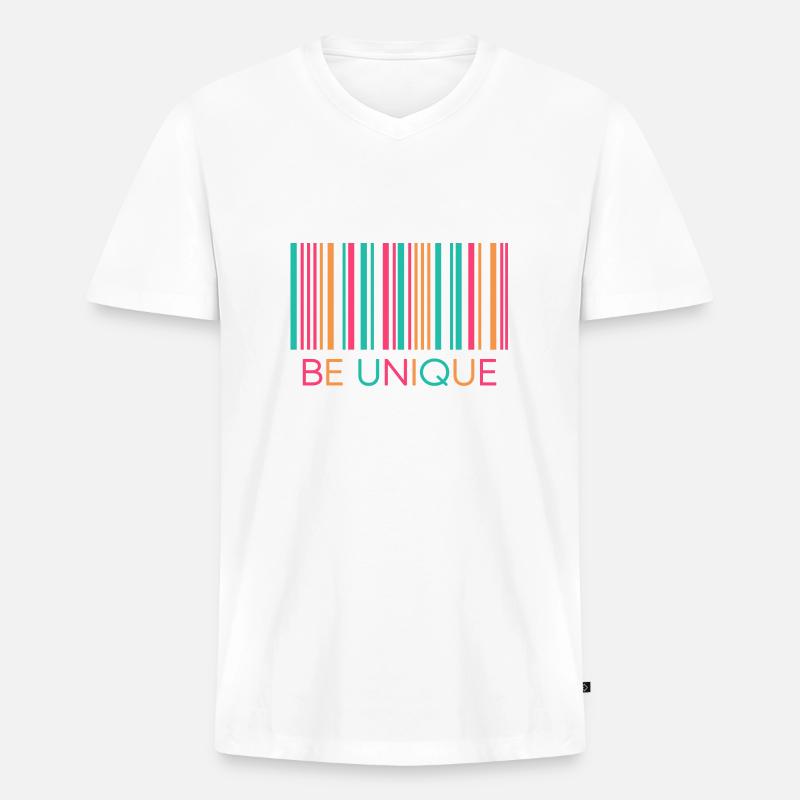 einzelstück unique barcode lgbt unikat - Männer Premium Bio T-Shirt mit V-Ausschnitt - Weiß
