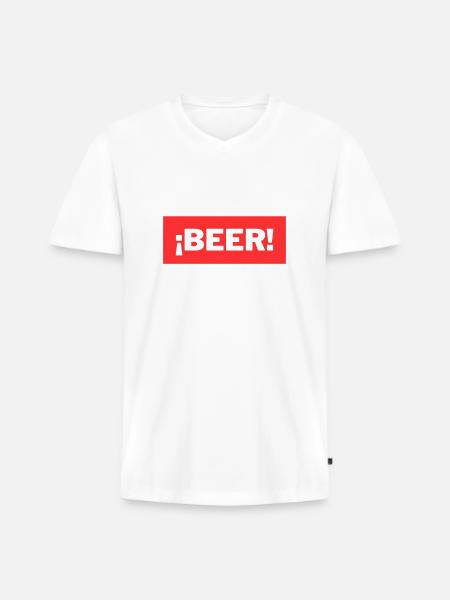 Beer - Men's Premium Organic T-shirt with V-neck - white