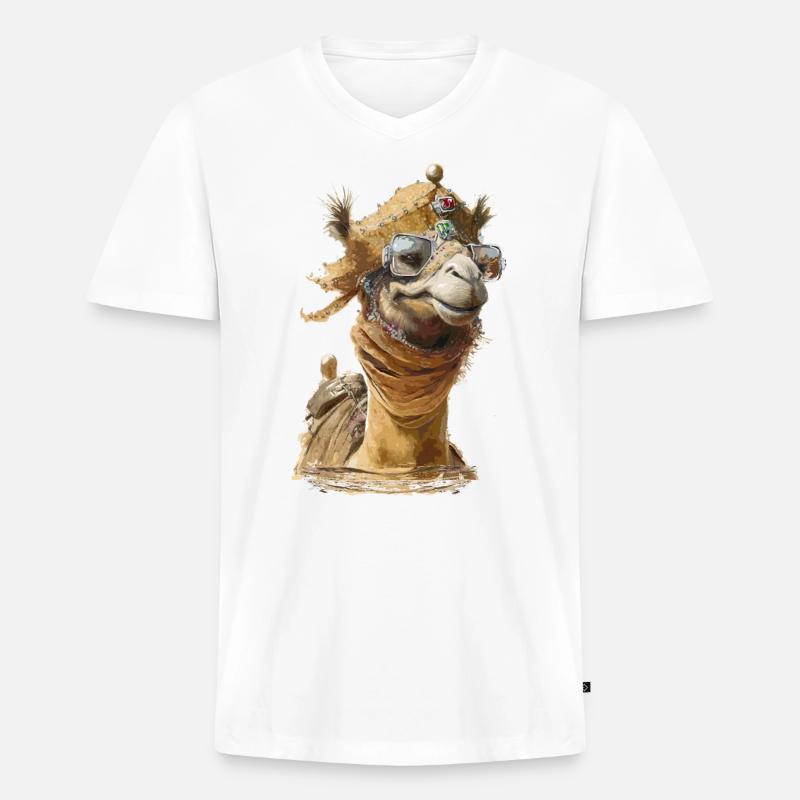 Cooles Kamel - Männer Premium Bio T-Shirt mit V-Ausschnitt - Weiß