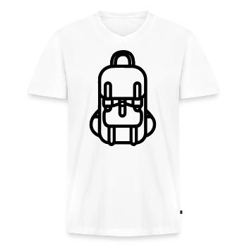 Rucksack - Männer Premium Bio T-Shirt mit V-Ausschnitt - Weiß - Vorne - Nico (187cm)