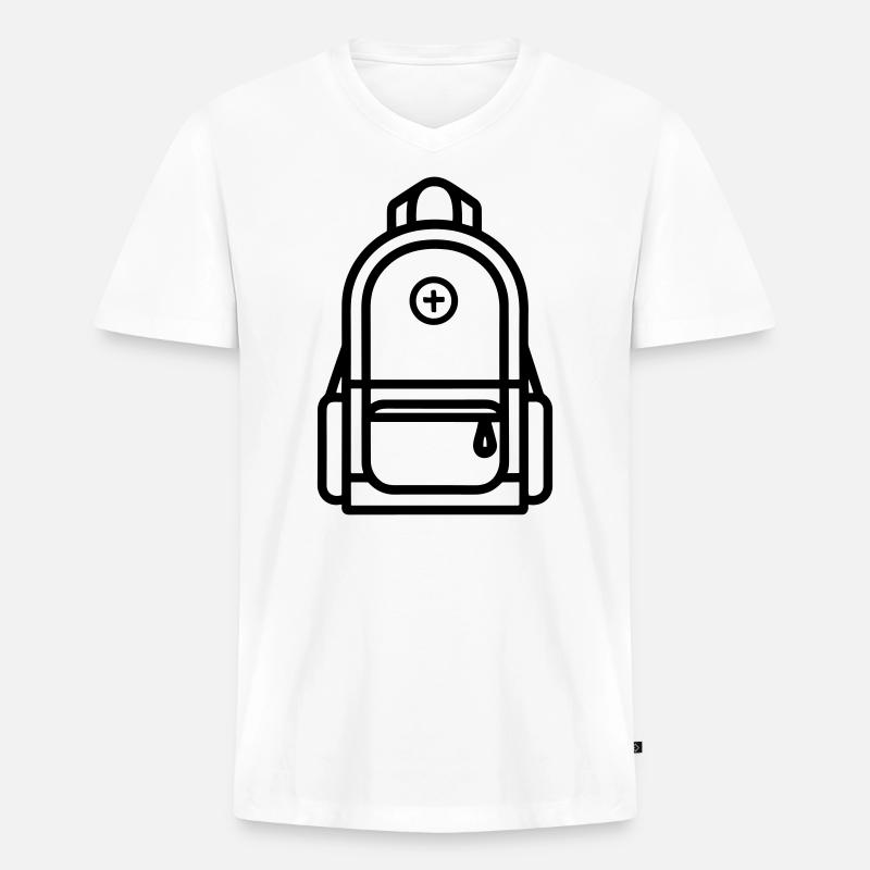 Rucksack - Männer Premium Bio T-Shirt mit V-Ausschnitt - Weiß