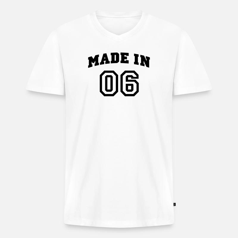 mp_madein06a - Männer Premium Bio T-Shirt mit V-Ausschnitt - Weiß