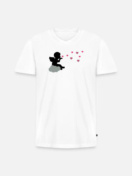 Cher ange - T-shirt encolure en V Premium bio Homme - blanc