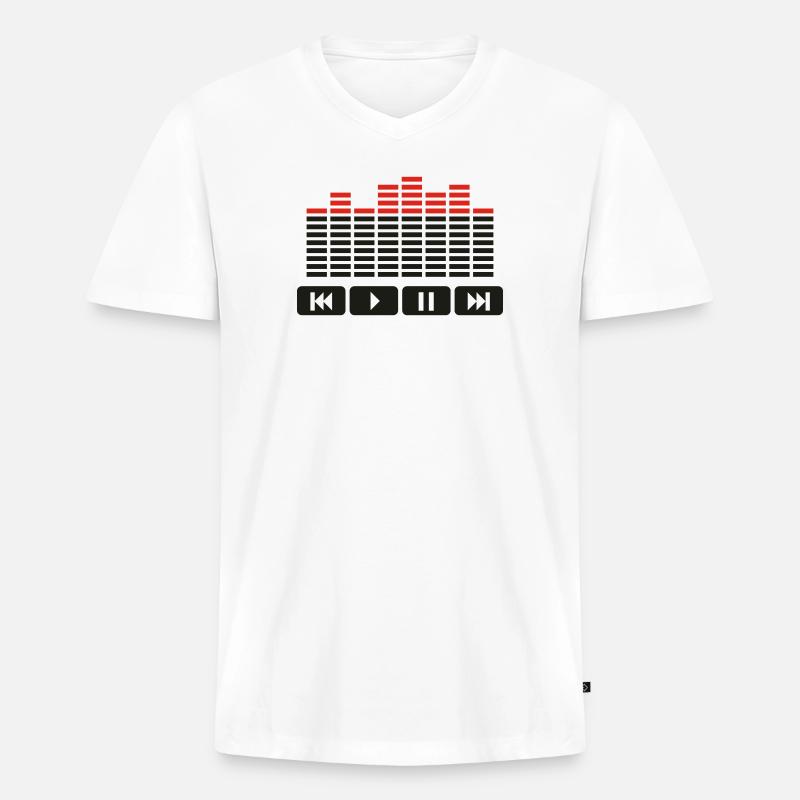 Equalizer audio player dj - Männer Premium Bio T-Shirt mit V-Ausschnitt - Weiß
