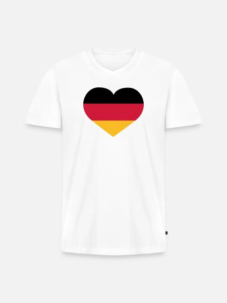 Deutschland Herz | Herz | Heart - Men's Premium Organic T-shirt with V-neck - white