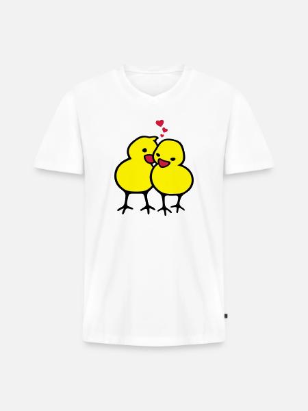 chicks in love (c) - Men's Premium Organic T-shirt with V-neck - white