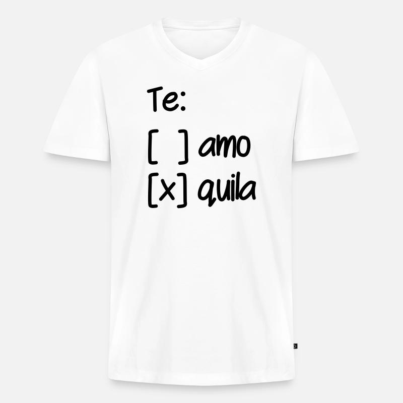 Wahl Te Amo oder Tequila - Männer Premium Bio T-Shirt mit V-Ausschnitt - Weiß