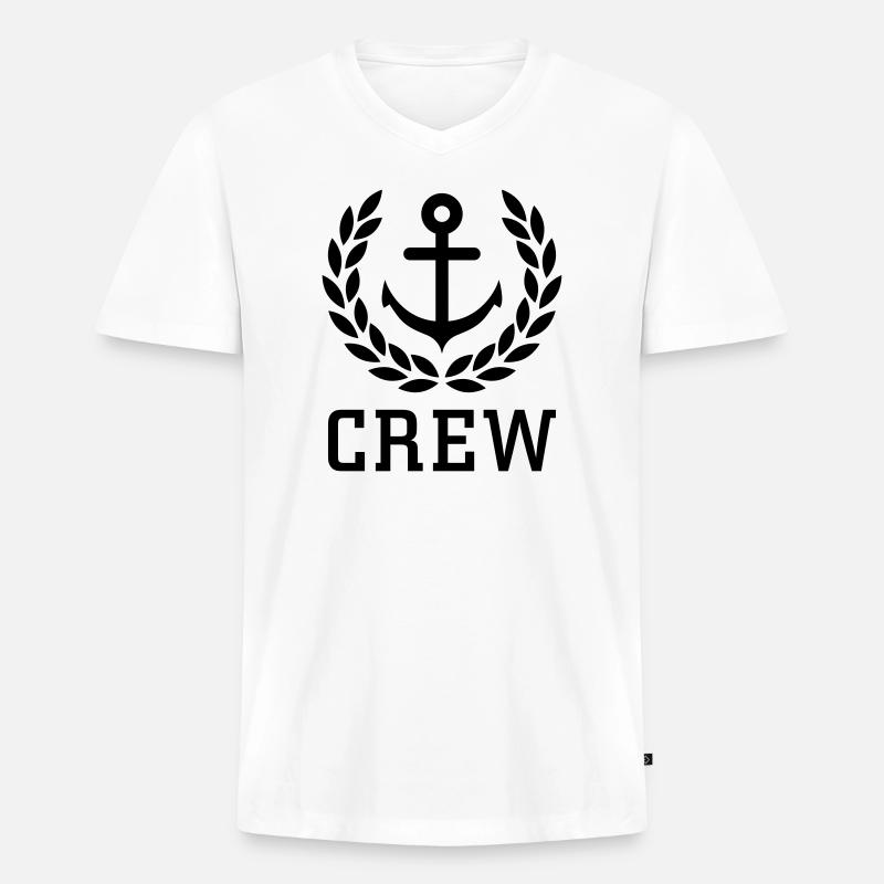 Crew - Männer Premium Bio T-Shirt mit V-Ausschnitt - Weiß