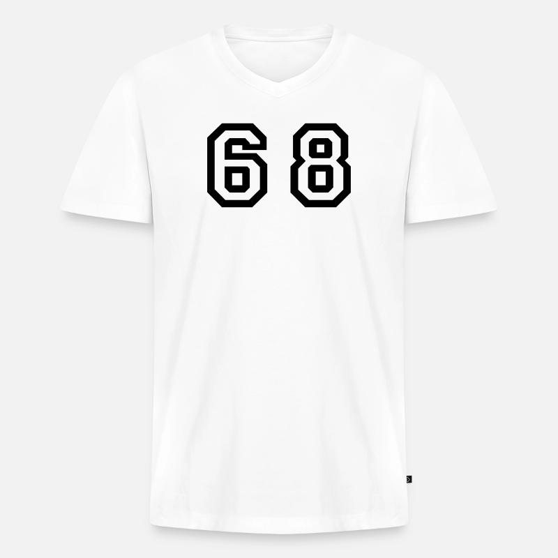 Number - 68 - Sixty Eight - Männer Premium Bio T-Shirt mit V-Ausschnitt - Weiß